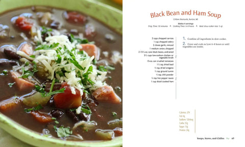 Black Bean and Ham Soup from Real Deal Set And Forget Slow Cooker Cookbook serving nutritious comfort food with fresh ingredients.