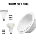 12 Pack 6 Inch Metal Recessed Can Light Trim Cover With Step Baffle Ring In White Fits Most 6 Inch Housings From Halo Elco Juno Nora Elite Commercial Electric And More Trim Only Bulb Not Included showing compatible bulb types