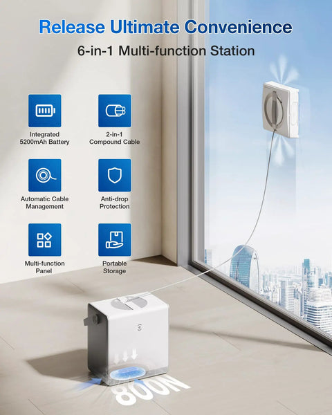 Winbot W2 Pro Omni Window Cleaning Robot with All In One Multi Functional Station and Charging While Working