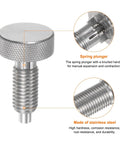 Rock Solid Stainless Steel Spring Plunger With Knurled Grip Handle M12X1.75 Thread And 6mm Pin for heavy duty gear close-up.