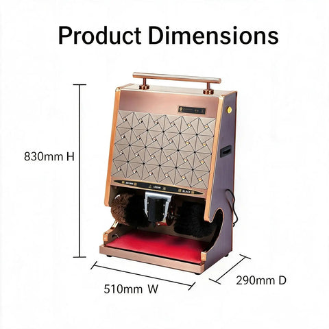 100 Watt Automatic Electric Shoe Polisher With Smart Induction Trigger And Dual Spherical Brushes Plus Integrated Polish Cup For Zero Fuss Killer Shine Ideal For Daily Maintenance Silver with dimensions shown.