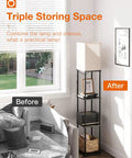 Floor Lamp With Shelves 4 Tier Storage Modern Shelf Floor Lamp With LED Bulb Three Color Temperature Display for Living Room