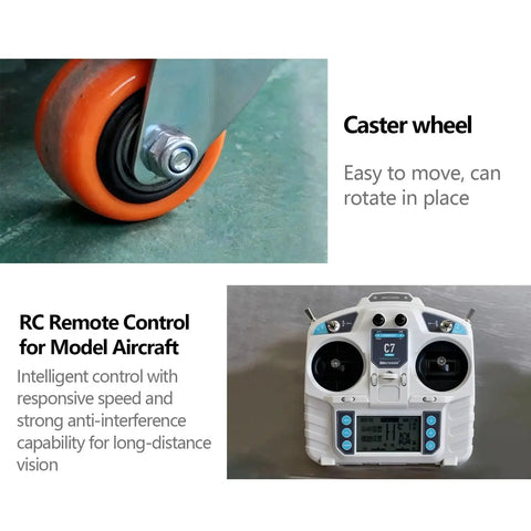 Caster wheel of Heavy Duty Electric Machine Dolly Skate With Remote Control, showing 360 degree rotating capability for easy movement.
