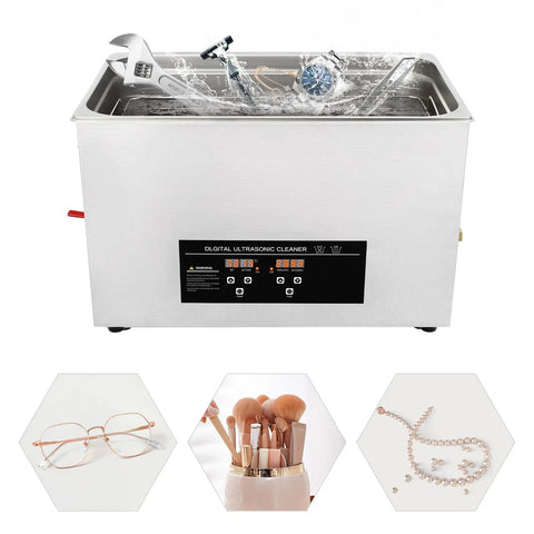 Professional Grade 30 Liters Stainless Steel Ultrasonic Cleaner With Built In Heater And Digital Timer cleaning jewelry and tools.