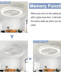 Low Profile Ceiling Fan With Lights Remote Control 19 Inch Enclosed LED Fan in bedroom showing memory function with warm light