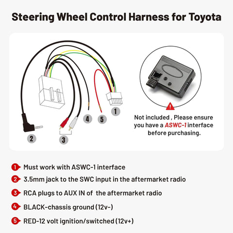 Steering Wheel Control Wire Harness With RCA 20-Pin Connector For Toyota Camry 2003-2011, Highlander 2004-2012 diagram