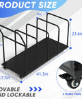 Beefy Carton Stand With Wheels Heavy Duty 500Lb Cardboard Box Storage Rack Rolling Carton Organizer With Adjustable Sections And Dividers for Home Office Warehouse, showing product size measurements and two lockable wheels.
