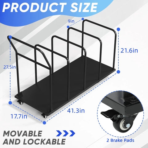 Beefy Carton Stand With Wheels Heavy Duty 500Lb Cardboard Box Storage Rack Rolling Carton Organizer With Adjustable Sections And Dividers for Home Office Warehouse, showing product size measurements and two lockable wheels.