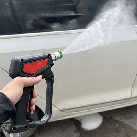 Pressure Washer Spray Gun Kit 5000 PSI 12 GPM With One Quarter Inch Quick Disconnect And Three Eighth Inch Quick Connect in use on car