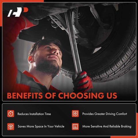 Mechanic working under a car with a wrench, showcasing installation for Rear Parking Brake Actuator Motor For Tesla Model 3 And Model Y Rwd 2017 To 2023 Replacement With Knockout Fitment Hassle Free Swap Top Shelf Durability.