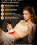 Lymphatic Drainage Massager For Body Sculpting And Anti Cellulite Care with light, pulse, heat, vibration on woman's abdomen
