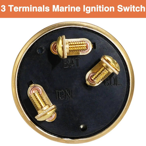 3 terminals of Keyed Marine Boat Ignition Switch With Keys 3 Terminals 3 Position Off Run Start 12V 15A Heavy Duty Marine Electrical