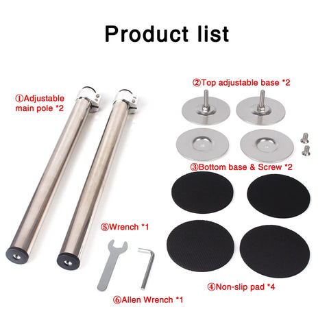Undermount Sink Brackets Stainless Steel Adjustable Sink Legs Kit with components labeled, no drill setup for kitchen sinks.