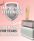 5X Faster No Shake Metal Cat Litter Scoop With Stainless Steel Sifting Design And Holder, improved stiffness display