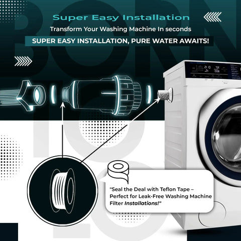 Washing Machine Filter For Hard Water With Crystal Resin And Three Tourmaline Balls For Inlet Water On Tap, dual leakproof design emphasis