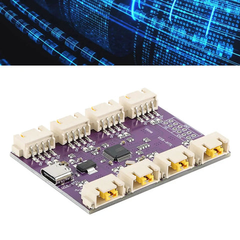 USB 8 Port Expansion Hub For Automation And Tech Setups Hot Swappable Plug And Play With 6 Mbps Speed Multi Device Connectivity Durable Polystyrene Casing Ideal For Complex Engineering Projects And Tech Labs purple PCB with 8 ports