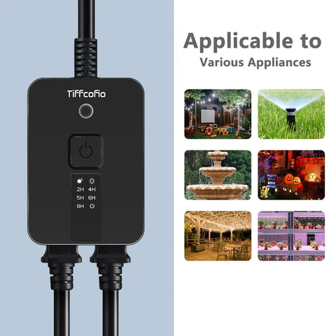 Heavy Duty Waterproof Outdoor Timer With Super Slick 100 Ft Remote and Dusk To Dawn Sensor Countdown two grounded outlets.
