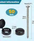 50 Pack Number 10 Two And Three Quarters Inch Shutter Screws With Black Caps Self Tapping Pan Head Phillips for Woodwork