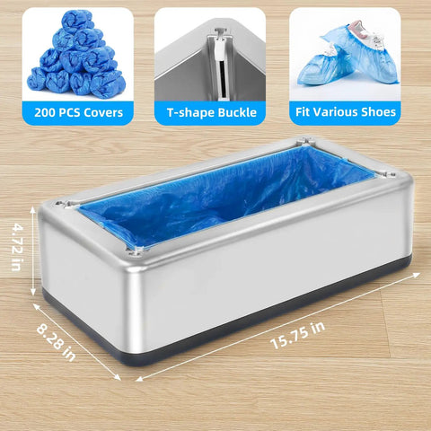 Automatic Shoe Cover Dispenser With 200 Disposable Non Slip Covers Hands Free Pedal Operated No Bending No Electricity Needed