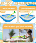 Product instructions with child using 36 Pack Crayon Water Guns 16 Inch Long Water Shooters With Easy Grip Handles Totally Random Color Variants.