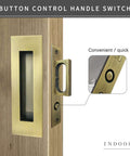Recessed Finger Flush Pulls With Edge Pull Antique Brass 6 Inch Pop Up Pull in wood door, rust-resistant stainless steel.