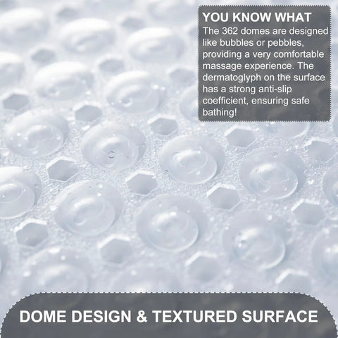 Extra Long Non Slip Bathtub Mat, 40 By 16 Inch Machine Washable Shower Mat with a dome textured surface for comfort.