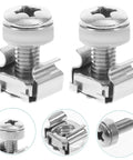 16 Sets M6x20mm Cage Nut And Rack Screw Kit for Server Racks with floating cage nuts, screws detailed view
