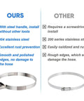 Comparison of 4 Pack Three Inch Hose Clamps Set Adjustable From Two And A Half Inch To Three And A Half Inch Diameter 304 Stainless Steel with competitor