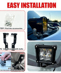 Upgrade Hood Hinge Ditch Light Mount Brackets For Toyota Tacoma 2016 To 2021 3rd Gen installation steps