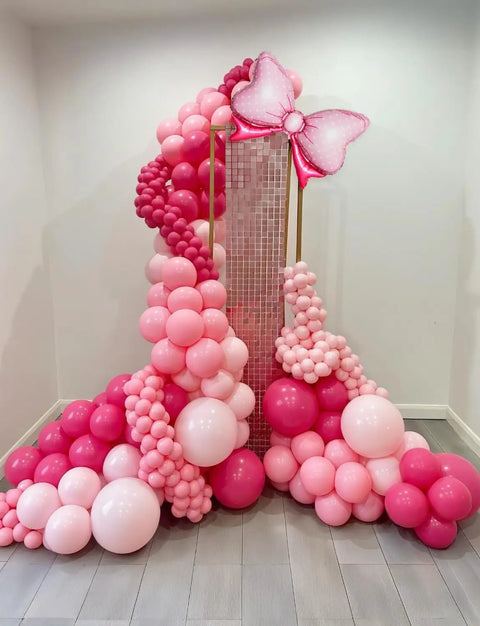 Insta Worthy Pink Mouse Balloon Garland Arch Kit, 124-Piece Set With Hot Pink, Pastel Pink, Polka Dot Balloons And An Oversized Bow