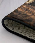 Close-up of Soft Non Slip 63x48 Inch Area Rug for Living Room And Bedroom, black edge and patterned non-slip backing visible.