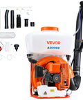 Backpack Fogger Sprayer With 63cc 3HP Gas Engine, 4-Gallon Tank, Liquid Powder Duster for Pest Control, with accessories