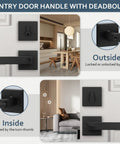 Entry Lever Door Handle With Deadbolt Lock Set For Front Door Or Office Reversible Left Or Right Built To Last Heavy Duty