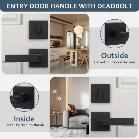 Entry Lever Door Handle With Deadbolt Lock Set For Front Door Or Office Reversible Left Or Right Built To Last Heavy Duty