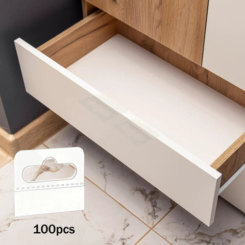 Open drawer with Transparent Edge Pull Handles For Cabinets And Drawers Self Adhesive No Drill Required Invisible Minimalist Hardware