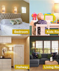 Set Of Two Wall Sconces With Plug In Power, 3 Way Dimmable Lighting In 2700K 4000K And 5000K in bedroom, kids room, hallway, living room