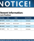 Fitment information for Pair Front Or Rear AWD Wheel Bearing Hub Assembly, Hyundai and Kia models from 2007 to 2015.