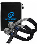 2Pcs Synthetic Soft Shackle One Half Inch By Twenty Two Inch, 56,000 Lb Breaking Strength, With Extra Sleeves, Gray, UHMW Polyethylene Tow Shackle Heavy Duty For Boating, Camping, Off Road Recovery displayed with storage bag