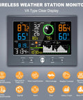 All In One Wireless Indoor Outdoor Weather Station For Home Setup With Rain Gauge Atomic Clock Wind Speed And Direction Display