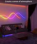 RGB IC Neon Rope Light 20Ft With App And Remote Control, Multi Mode Color Changing LED Rope Light in living room ambiance