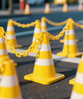 164 Feet High Visibility Plastic Chain Barrier For Crowd Control And Parking Safety with yellow traffic cones