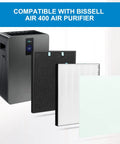 Air Purifier Replacement Filter Pack For Air400 True HEPA Filter Plus Activated Carbon Kit With Pre Filters Compatible With Air400 Three Stage Filtration System Includes 2521 True HEPA And 2520 Activated Carbon Easy Install showing filter pack and Air400 purifier