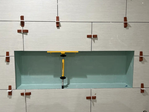 Shower Niche Tiling Tool Kit With Aluminum Support For Ceramic And Porcelain Tile Installations and spacers in shower niche frame