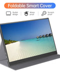 15.6 Inch Portable Monitor With 1080P IPS, Plug And Play USB C HDMI, Dual Type C Ports And Mini HDMI, Ultra Thin Zero Frame, Premium Smart Cover