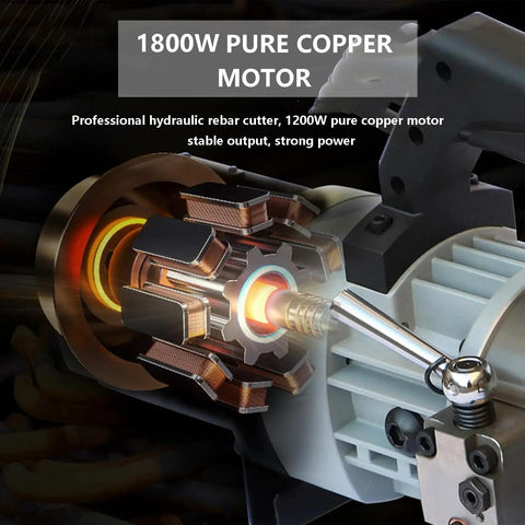 Close-up of the 1800W pure copper motor inside the Heavy Duty 1800W Electric Rebar Cutter And Bender Machine for cutting bars.