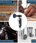 Heavy Duty Right Angle Air Die Grinder Delivers 20K RPM Torque With 22 Pc Roll Lock Sanding Disc Bundle For Knockout Tight Space Metal Job Smooth As Butter in use for metal rust removal and polishing.