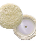 7 Inch Wool Buffing Pad Kit 2 Pack Pro Grade Dope Finish Natural Polishing Wool Pads For Rotary And Random Orbit Sander Polisher Buffing Equipment Low Lint For Cars Boats And Fiberglass close-up