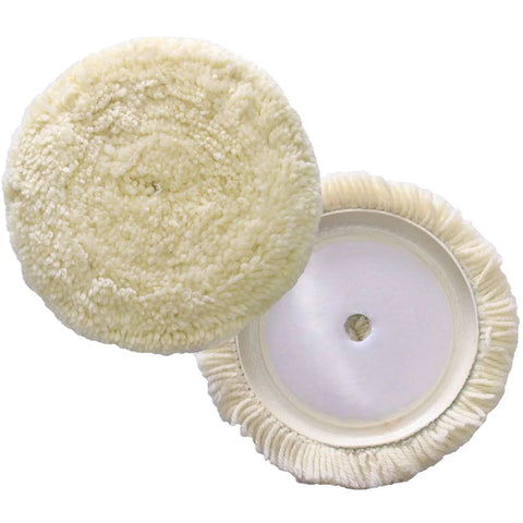 7 Inch Wool Buffing Pad Kit 2 Pack Pro Grade Dope Finish Natural Polishing Wool Pads For Rotary And Random Orbit Sander Polisher Buffing Equipment Low Lint For Cars Boats And Fiberglass close-up