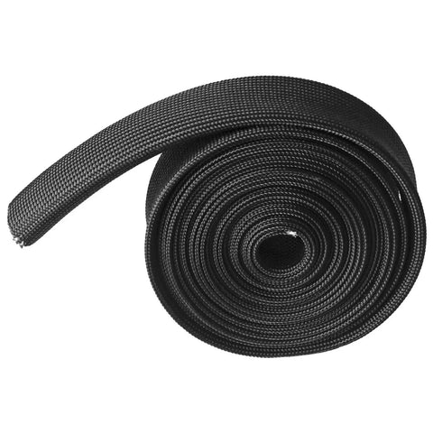 Coiled Heat Resistant Fiberglass Shield Sleeve For Car Wires And Hoses, 16 Feet Long, 20mm Inner Diameter, Black High Temp Heat Shield