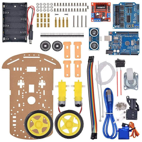 Smart Robot Car Chassis Kit With UNO R3 Module For Educational DIY STEM Toy 2WD With Battery Box And Speed Encoder